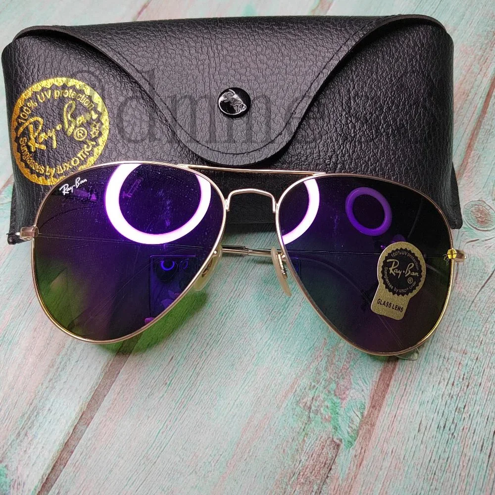 🍓Ray-Ban 3026 Purple Aviator Sunglasses 62mm - Picture 1 of 7